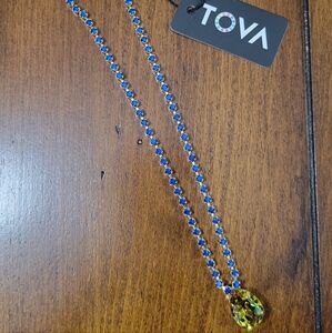 TOVA Milli Blue and Yellow Crystal Necklace